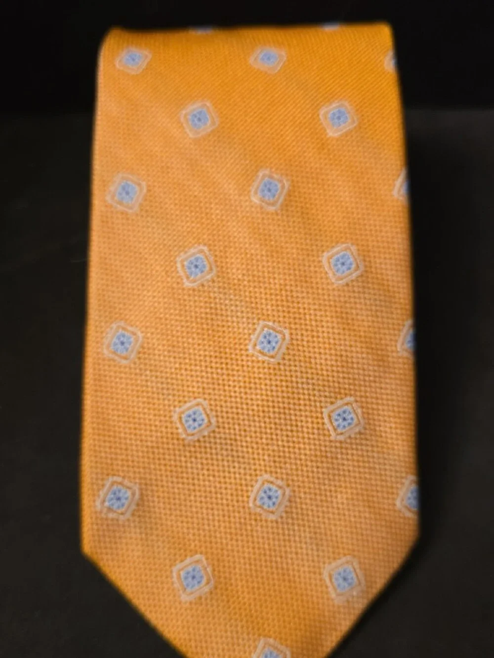 Brooks Brothers Orange Silk Tie with Light Blue Medallions 